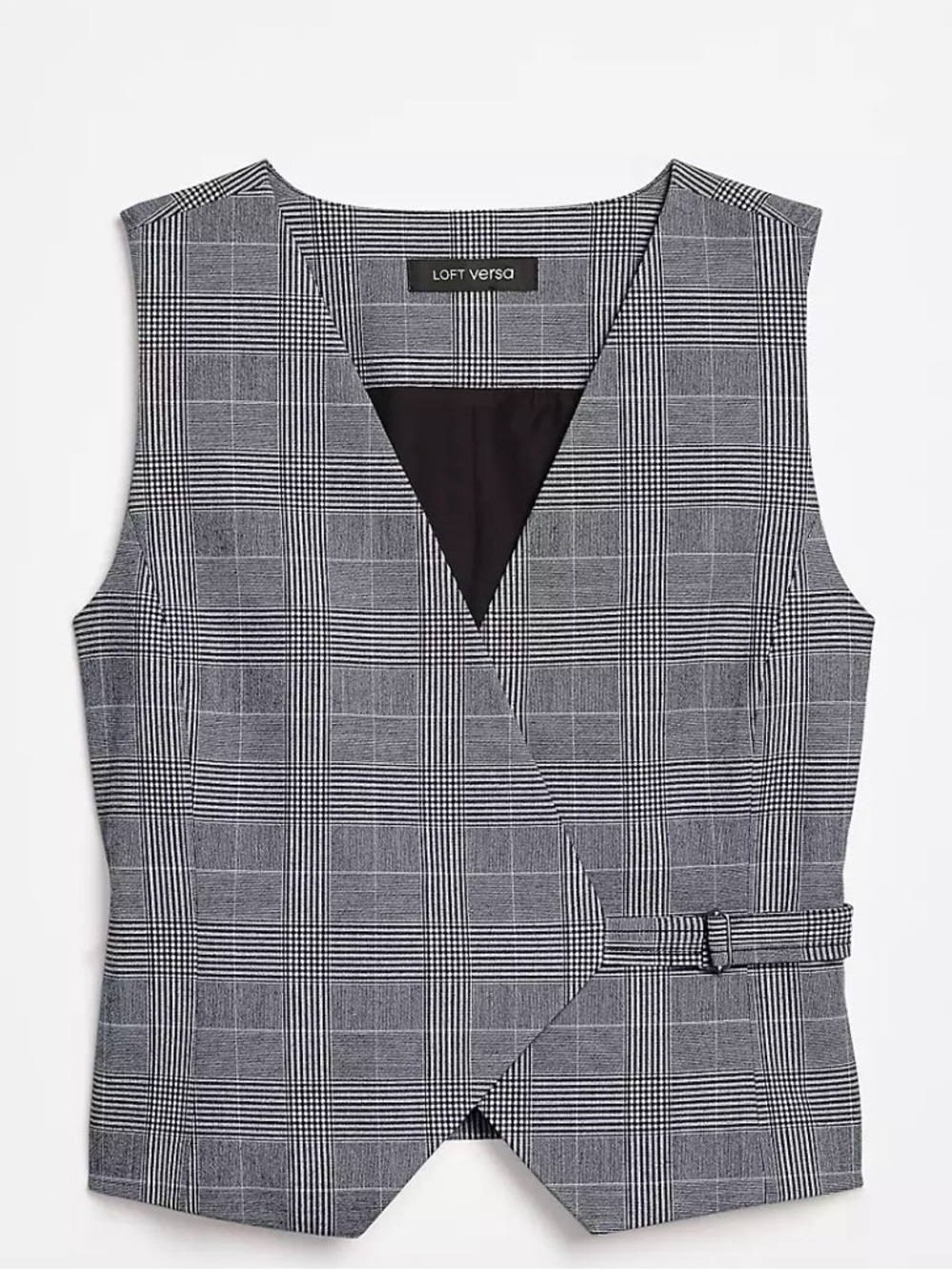 LOFT Versa Plaid Wrap Vest — Black & White - Picture 5 of 7